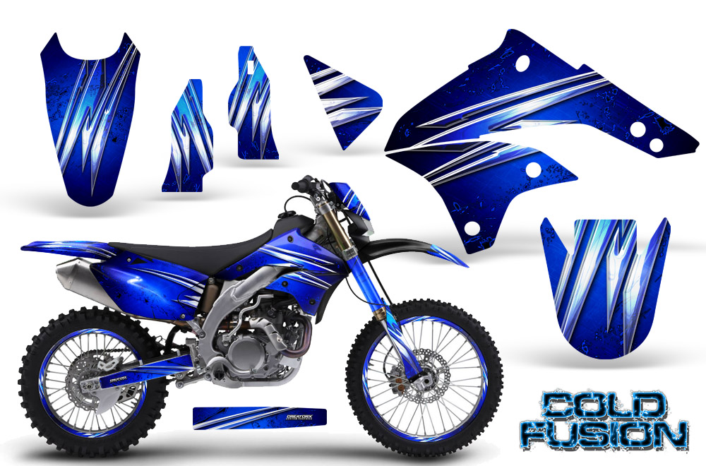 Kawasaki KLX450 Graphics Kit 08-12 Cold Fusion Blue NP Rims